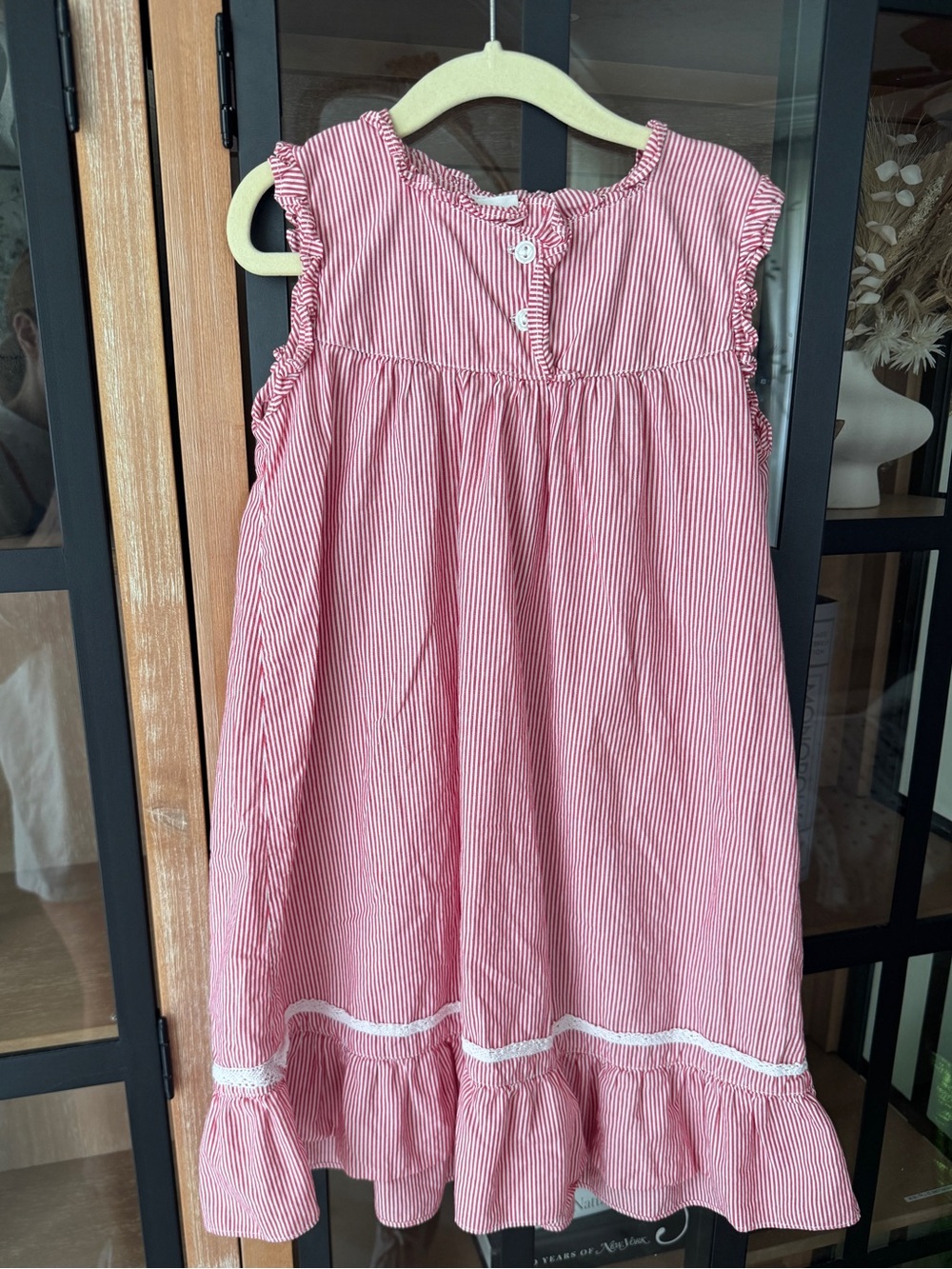 Dondolo striped nightgown dress sleeveless lace toddler girl ruffle pajamas